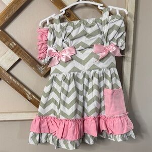 Pink and Grey Chevron 2t Dresss w Bloomers